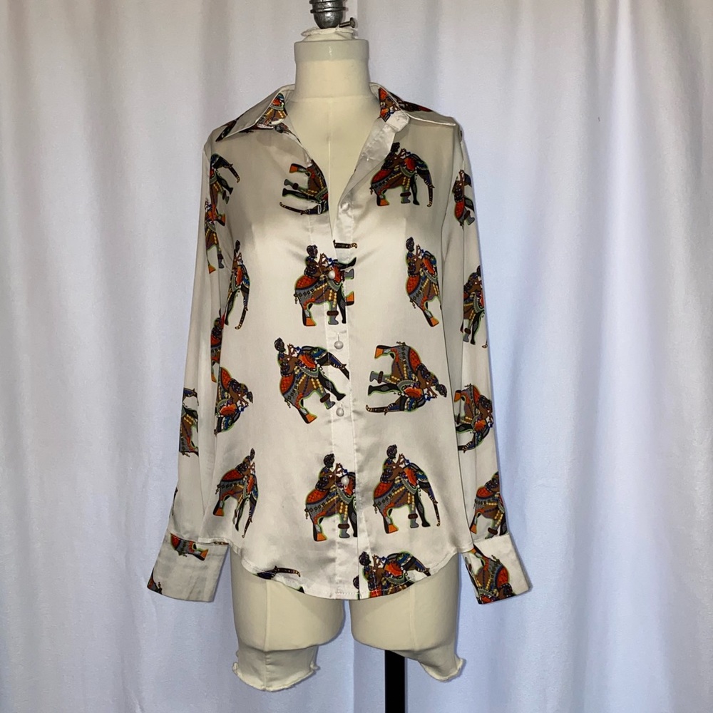 Huangjin Wu designer patterned blouse